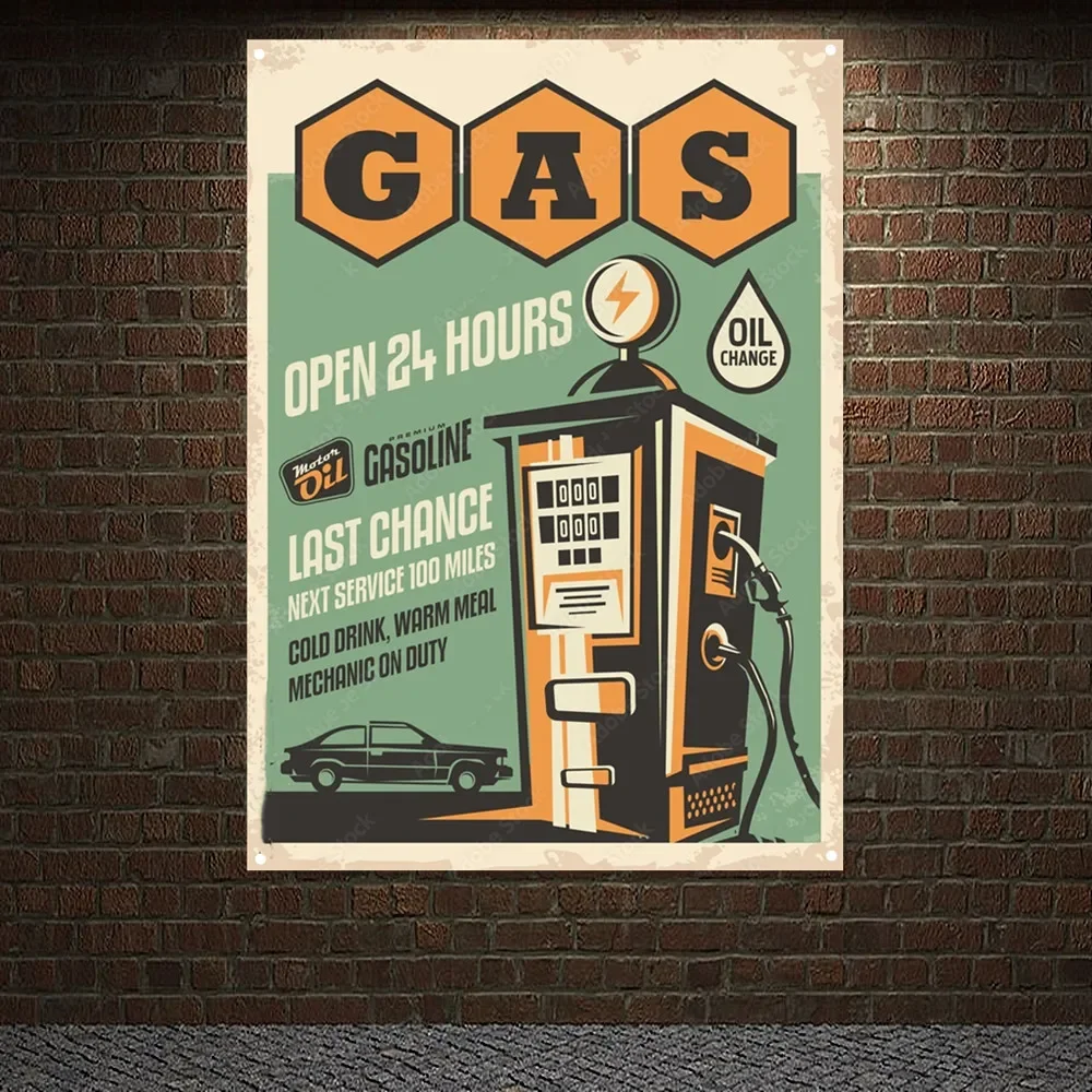 Gas Station OPEN 24 HOURS Vint - огляд і ціна Auto Repair Shop Banners