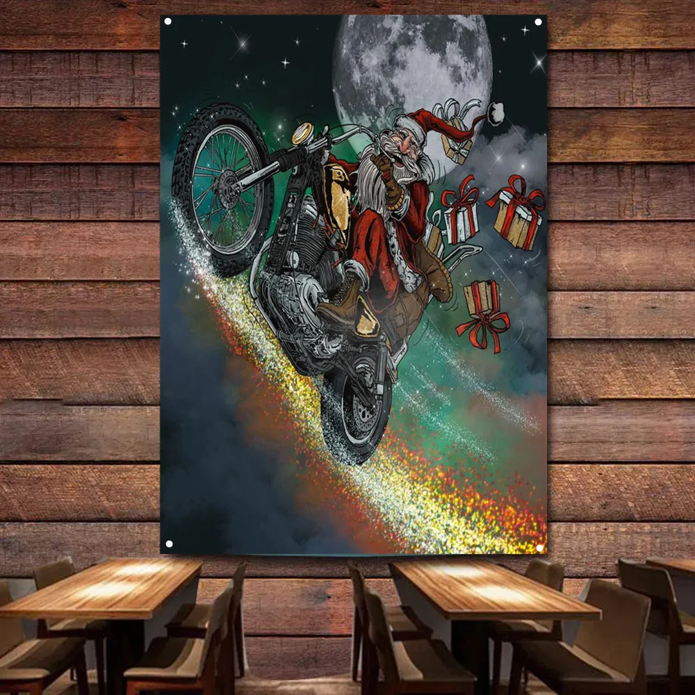 Santa Claus riding a motorcycl - огляд і ціна Auto Repair Shop Banners